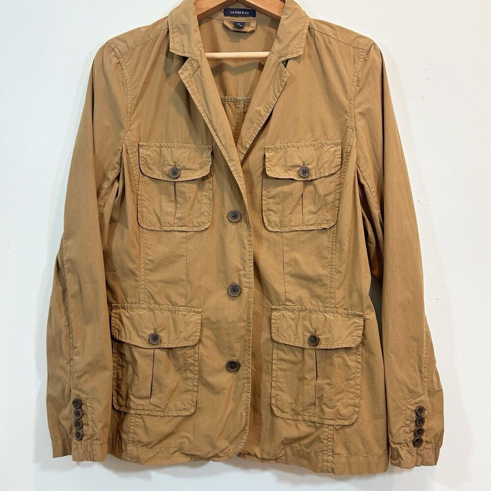 Lands' End Women's Lightweight Utility Field Safari Jacket Size 14-16 Baumwolle